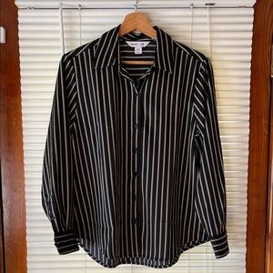 Black Vertical Stripe Women’s Button-Up Shirt